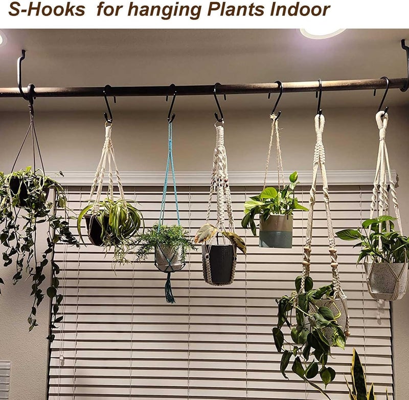 DaylyFav 8 Pack Black S Hooks, 5.5" Vinyl Coated Non-Slip Heavy Duty Steel Metal Utility Hooks Large S-Hook for Hanging Plants Flower Baskets Bird Feeders Coats Hats Bags Purses Towels, Holds 65 Lbs - Image 5